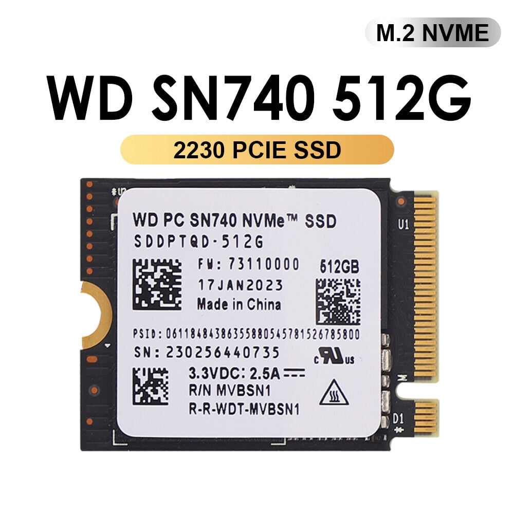 Figure 4 — 4 — A WD SN740 in the M.2 2230 form factor — the recommended boot drive for this build. Photo via walmart.com (web search; personal-reference use).