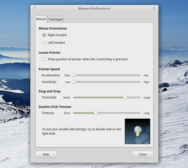 Figure 4 — 4 — The pointer-speed and acceleration settings used to tune the DFCD's trackball. Photo via web search (personal-reference use).