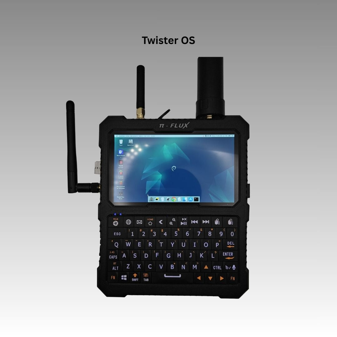 Figure 6 — 6 — Twister OS on the PiFlux, with its desktop-style skin. Photo: Carbon Computers, carboncomputers.us.